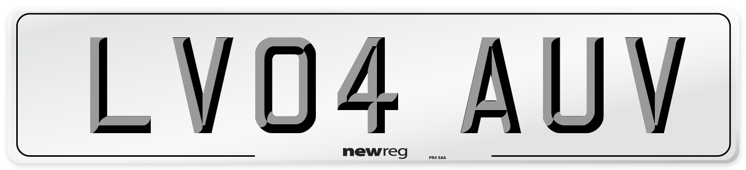 LV04 AUV Number Plate from New Reg